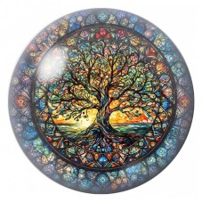 Cabochon en Verre Illustré Arbre de Vie en Vitrail 12 à 25mm pour la Création de Bijoux Fantaisie - DIY