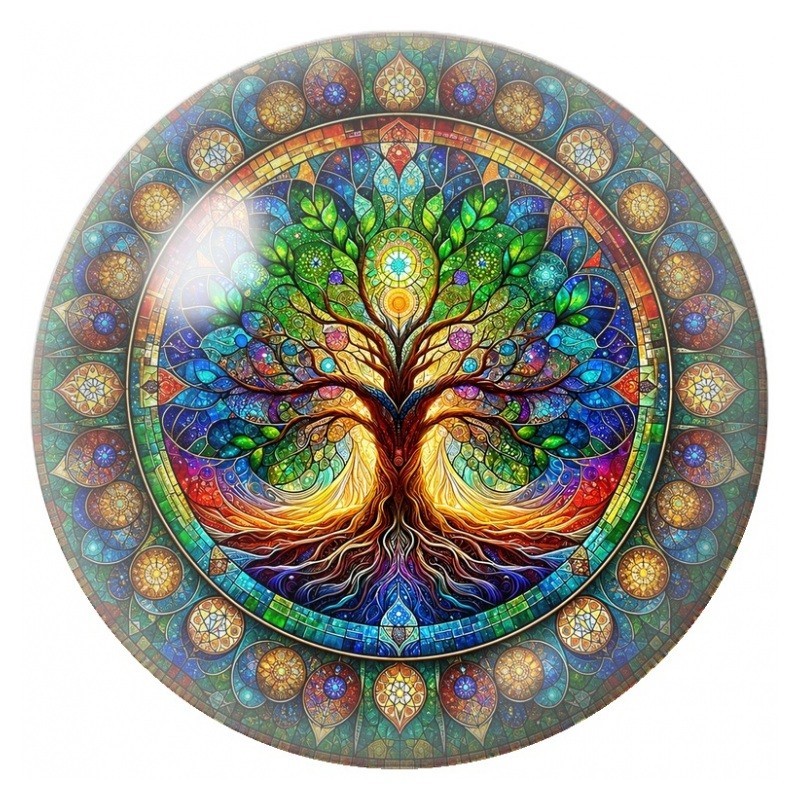 Cabochon en Verre Illustré Arbre de Vie aux Deux Lumières 12 à 25mm