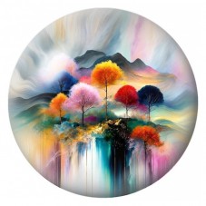 Cabochon en Verre Illustré Forêt aux Arbres Colorés 12 à 25mm pour la Création de Bijoux Fantaisie - DIY