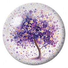 Cabochon en Verre Illustré Arbre aux Fleurs Violettes 12 à 25mm pour la Création de Bijoux Fantaisie - DIY