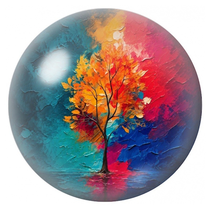 Cabochon en Verre Illustré Arbre aux Feuilles en Mosaïque 12 à 25mm