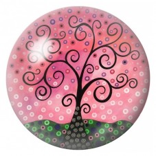 Cabochon en Verre Illustré Arbre aux Spirales sur Fond Rose 12 à 25mm pour la Création de Bijoux Fantaisie - DIY