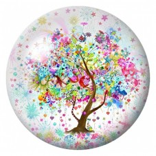 Cabochon en Verre Illustré Arbre aux Fleurs et aux Étoiles 12 à 25mm pour la Création de Bijoux Fantaisie - DIY