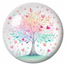 Cabochon en Verre Illustré Arbre aux Cœurs Pastel 12 à 25mm pour la Création de Bijoux Fantaisie - DIY