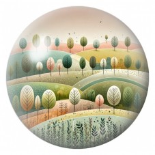 Cabochon en Verre Illustré Paysage aux Arbres des Quatre Saisons 12 à 25mm pour la Création de Bijoux Fantaisie - DIY