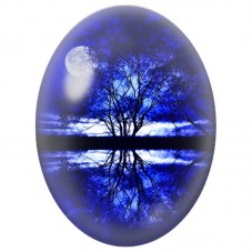 Cabochon en Verre Illustré Arbre au Clair de Lune 13x18, 18x25 ou 30x40mm pour la Création de Bijoux Fantaisie - DIY