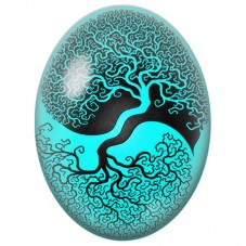 Cabochon en Verre Illustré Arbre Turquoise aux Racines Tortueuses 13x18, 18x25 ou 30x40mm - Titre pour la création de bijoux fan