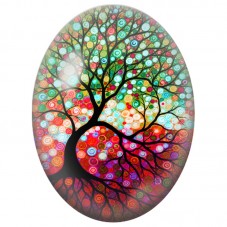 Cabochon en Verre Illustré Arbre aux Spirales Colorées 13x18, 18x25 ou 30x40mm pour la Création de Bijoux Fantaisie - DIY
