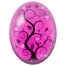 Cabochon en Verre Illustré Arbre aux Fleurs Blanches sur Rose 13x18, 18x25 ou 30x40mm pour la Création de Bijoux Fantaisie - DIY
