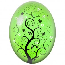Cabochon en Verre Illustré Arbre Fleuri Vert 13x18, 18x25 ou 30x40mm pour la Création de Bijoux Fantaisie - DIY
