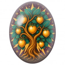 Cabochon en Verre Illustré Oranger aux Fruits d’Or 13x18, 18x25 ou 30x40mm pour la Création de Bijoux Fantaisie - DIY
