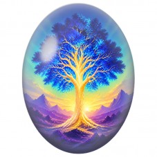 Cabochon en Verre Illustré Arbre de Lumière 13x18, 18x25 ou 30x40mm pour la Création de Bijoux Fantaisie - DIY