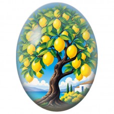 Cabochon en Verre Illustré Citronnier au Bord de l’Eau 13x18, 18x25 ou 30x40mm pour la Création de Bijoux Fantaisie - DIY