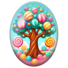 Cabochon en Verre Illustré Arbre aux Sucettes 13x18, 18x25 ou 30x40mm pour la Création de Bijoux Fantaisie - DIY