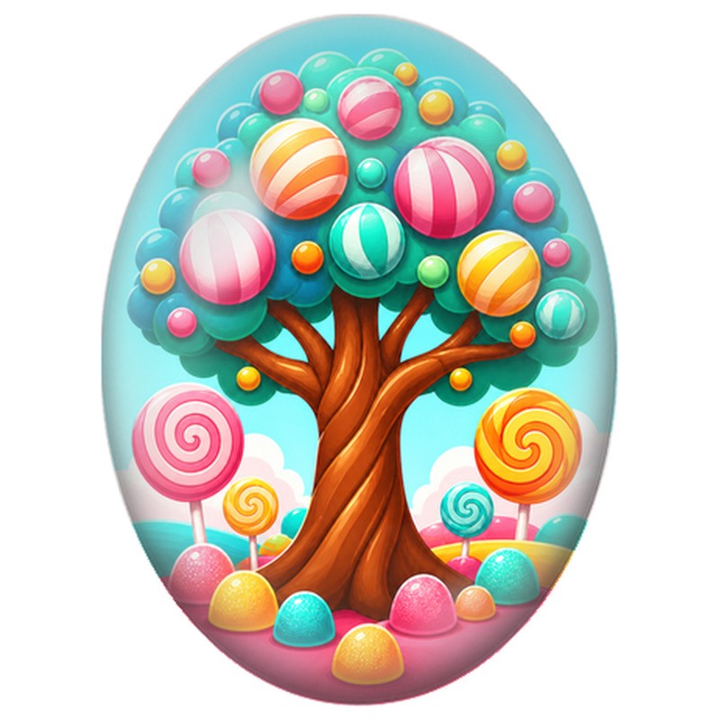 Cabochon en Verre Illustré Arbre aux Sucettes 13x18, 18x25 ou 30x40mm