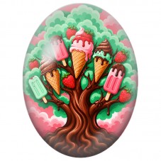 Cabochon en Verre Illustré Arbre aux Glaces 13x18, 18x25 ou 30x40mm pour la Création de Bijoux Fantaisie - DIY