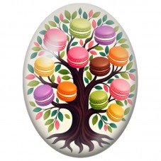 Cabochon en Verre Illustré Arbre aux Macarons 13x18, 18x25 ou 30x40mm pour la Création de Bijoux Fantaisie - DIY