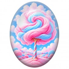 Cabochon en Verre Illustré Arbre en Nuage de Barbe à Papa 13x18, 18x25 ou 30x40mm - Titre pour la création de bijoux fantaisie D