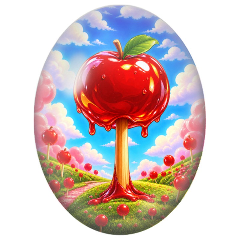 Cabochon en Verre Illustré Pommier au Pays des Sucettes 13x18, 18x25 ou 30x40mm