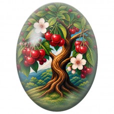 Cabochon en Verre Illustré Cerisier en Fleurs 13x18, 18x25 ou 30x40mm pour la Création de Bijoux Fantaisie - DIY