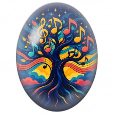 Cabochon en Verre Illustré Arbre Musical 13x18, 18x25 ou 30x40mm pour la Création de Bijoux Fantaisie - DIY