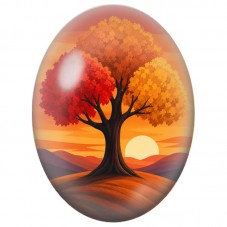 Cabochon en Verre Illustré Arbre d’Automne 13x18, 18x25 ou 30x40mm pour la Création de Bijoux Fantaisie - DIY