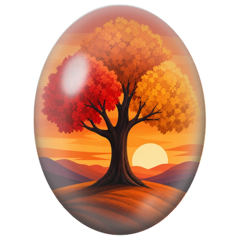 Cabochon en Verre Illustré Arbre d’Automne 13x18, 18x25 ou 30x40mm