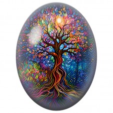 Cabochon en Verre Illustré Arbre aux Saisons Lumineuses 13x18, 18x25 ou 30x40mm pour la Création de Bijoux Fantaisie - DIY