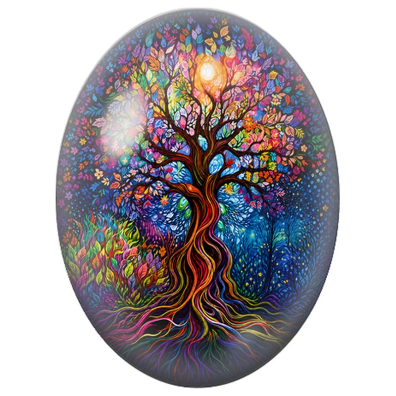 Cabochon en Verre Illustré Arbre aux Saisons Lumineuses 13x18, 18x25 ou 30x40mm