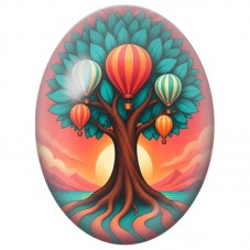 Cabochon en Verre Illustré Arbre aux Ballons 13x18, 18x25 ou 30x40mm pour la Création de Bijoux Fantaisie - DIY