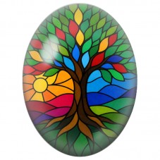 Cabochon en Verre Illustré Arbre en Vitrail 13x18, 18x25 ou 30x40mm pour la Création de Bijoux Fantaisie - DIY