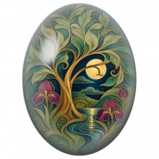 Cabochon en Verre Illustré Arbre au Bord de l’Eau 13x18, 18x25 ou 30x40mm pour la Création de Bijoux Fantaisie - DIY