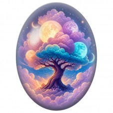Cabochon en Verre Illustré Arbre aux Lunes 13x18, 18x25 ou 30x40mm pour la Création de Bijoux Fantaisie - DIY