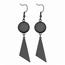 1 Paire de Support Boucle d'Oreille Noir en Acier Inoxydable pour Cabochon 12mm pour la Création de Bijoux Fantaisie - DIY