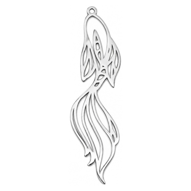 Breloque Poisson en Acier Inoxydable Argenté 48x13mm