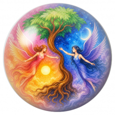 Cabochon en Verre Illustré Arbre aux Deux Fées 12 à 25mm pour la Création de Bijoux Fantaisie - DIY