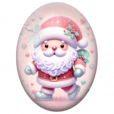 Cabochon en Verre Illustré Père Noël Rose dans un Décor Pastel 13x18, 18x25 ou 30x40mm pour la Création de Bijoux Fantaisie DIY
