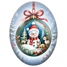 Cabochon en Verre Illustré Bonhomme de Neige et Faon dans une Boule 13x18, 18x25 ou 30x40mm pour la Création de Bijoux Fantaisie