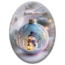 Cabochon en Verre Illustré Bonhomme de Neige dans une Boule Bleue 13x18, 18x25 ou 30x40mm pour la Création de Bijoux Fantaisie D