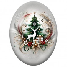 Cabochon en Verre Illustré Sapin de Noël Graphique aux Cadeaux 13x18, 18x25 ou 30x40mm pour la Création de Bijoux Fantaisie DIY