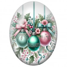 Cabochon en Verre Illustré Boules Turquoise et Roses parmi les Fleurs 13x18, 18x25 ou 30x40mm pour la Création de Bijoux Fantais