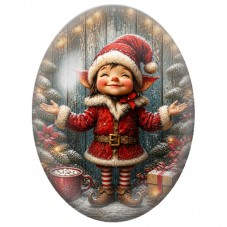 Cabochon en Verre Illustré Petit Elfe dans une Forêt de Noël 13x18, 18x25 ou 30x40mm pour la Création de Bijoux Fantaisie DIY