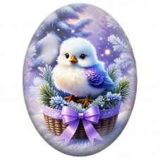 Cabochon en Verre Illustré Oiseau Blanc dans un Panier Fleuri 13x18, 18x25 ou 30x40mm pour la Création de Bijoux Fantaisie DIY