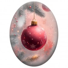 Cabochon en Verre Illustré Boule Rouge dans un Décor Rose 13x18, 18x25 ou 30x40mm pour la Création de Bijoux Fantaisie DIY