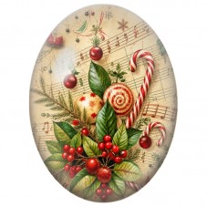 Cabochon en Verre Illustré Boules Rouges et Sucre d’Orge 13x18, 18x25 ou 30x40mm pour la Création de Bijoux Fantaisie DIY