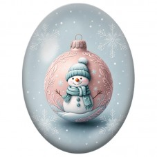 Cabochon en Verre Illustré Bonhomme de Neige dans une Boule Rose 13x18, 18x25 ou 30x40mm pour la Création de Bijoux Fantaisie DI