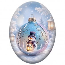 Cabochon en Verre Illustré Bonhomme de Neige dans une Boule et une Lanterne 13x18, 18x25 ou 30x40mm pour la Création de Bijoux F