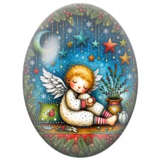 Cabochon en Verre Illustré Ange Endormi parmi les Étoiles 13x18, 18x25 ou 30x40mm pour la Création de Bijoux Fantaisie DIY