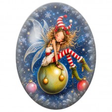 Cabochon en Verre Illustré Fée dans une Boule Dorée 13x18, 18x25 ou 30x40mm pour la Création de Bijoux Fantaisie DIY