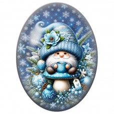 Cabochon en Verre Illustré Gnome Bleu au Bonnet et à la Tasse 13x18, 18x25 ou 30x40mm pour la Création de Bijoux Fantaisie DIY
